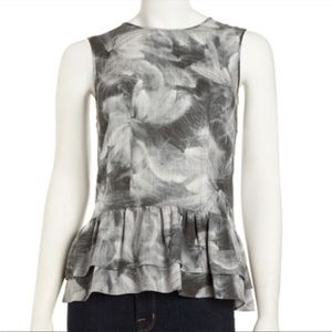 Theory | Silk Karady Peplum Top Back Buttons